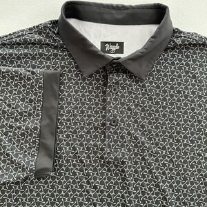 Waggle Gone Fishing Men's 2XL Golf Polo Shirt Black Gray Short Sleeve